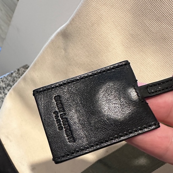 Saint Laurent canvas beach tote with leather trim - Picture 4 of 13